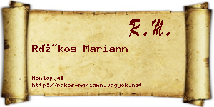 Rákos Mariann névjegykártya